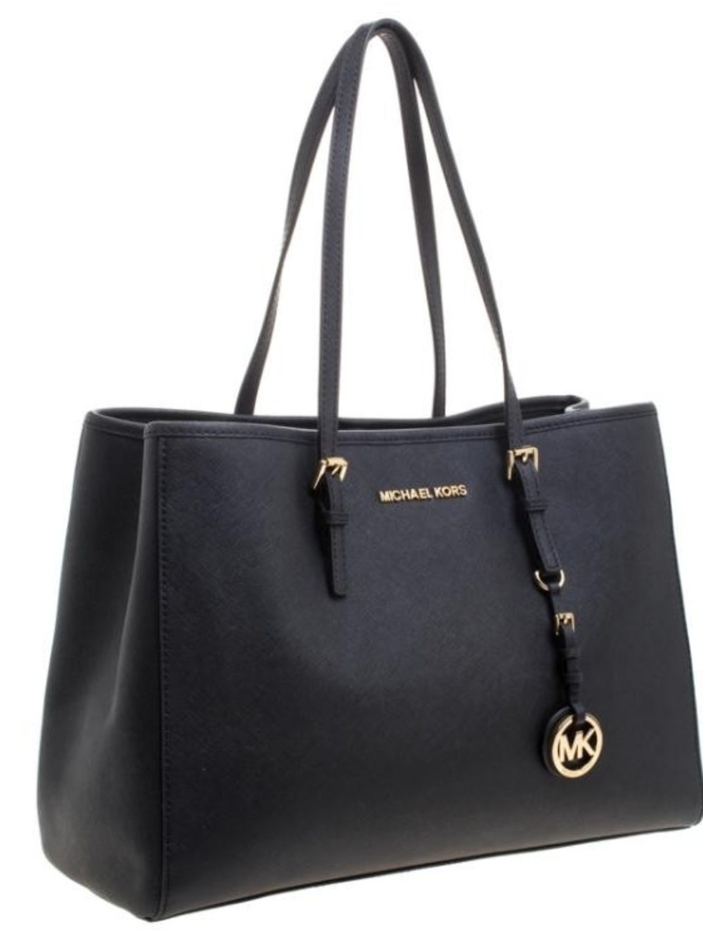 Michael Kors Black Saffiano Leather Jet Set Travel Tote